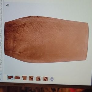 Idealsanxun faux suede brown knee length stretch pencil skirt back slit MED NEW…